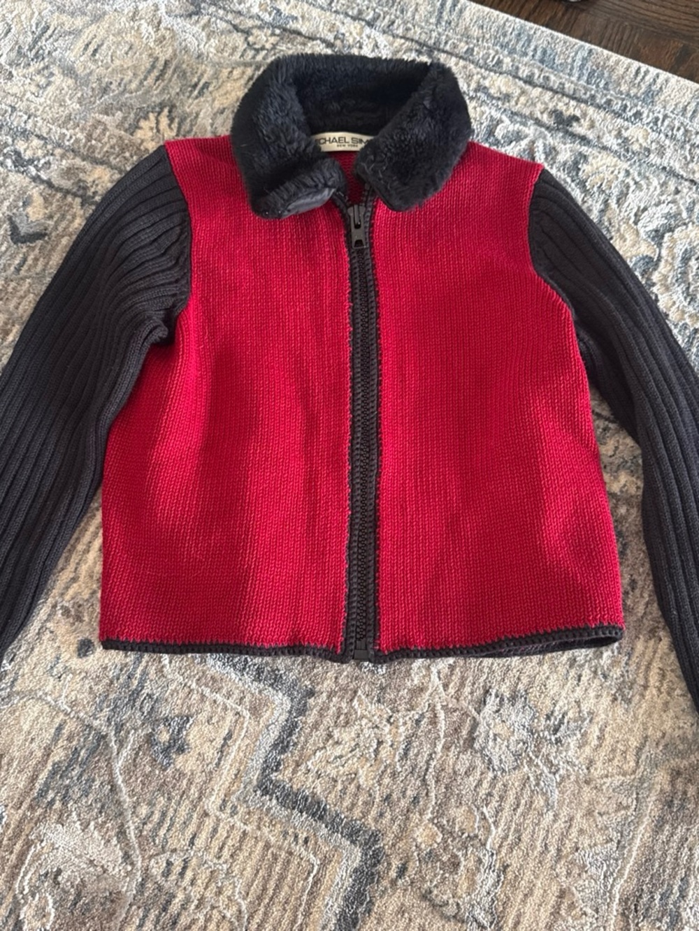 Michael Simon Red and Black Kids Zip-Up Sweater Jacket